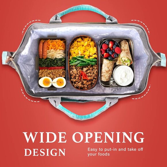 Lunch Bag for Women, Insulated Lunch Box, Large Cooler Tote with Adjustable Stra - Picture 2 of 7